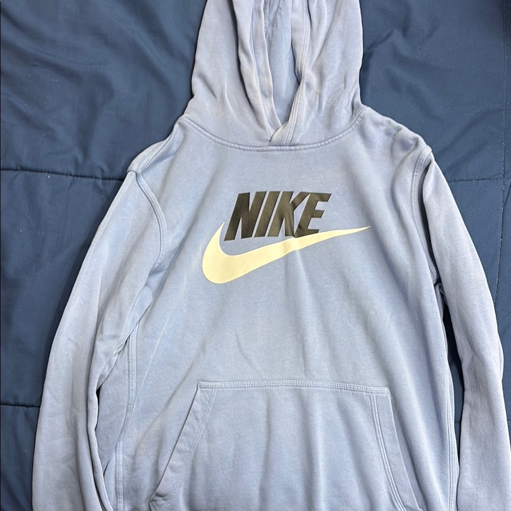 Nike Sky Blue Hoodie with Yellow Logo